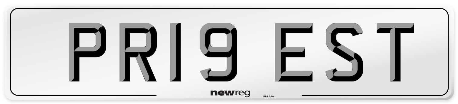 PR19 EST Number Plate from New Reg